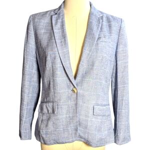 Banana Republic Linen Blend Plaid Blazer Size Petite 2